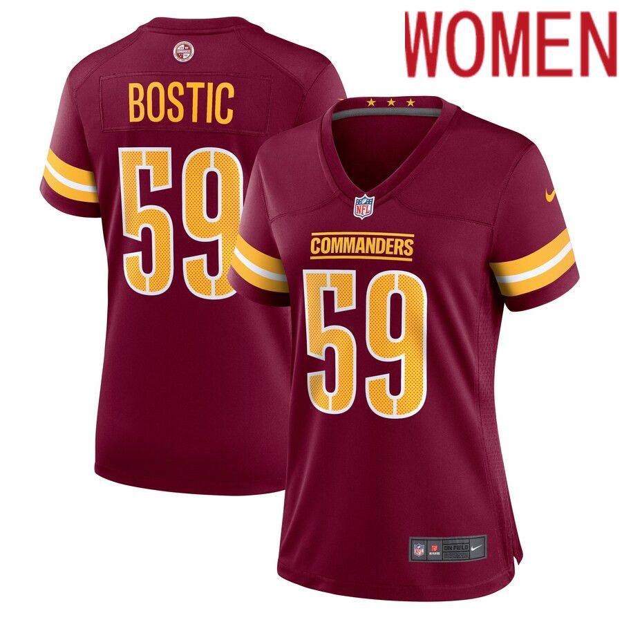 Women Washington Commanders #59 Jon Bostic Nike Burgundy Game Player NFL Jersey->women nfl jersey->Women Jersey